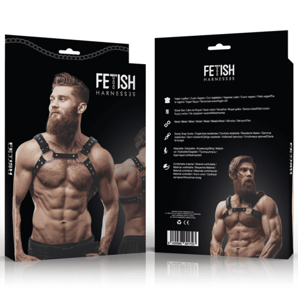 FETISH SUBMISSIVE ATTITUDE - MEN'S ECO-LEATHER CHEST HARNESS WITH STUDS 4